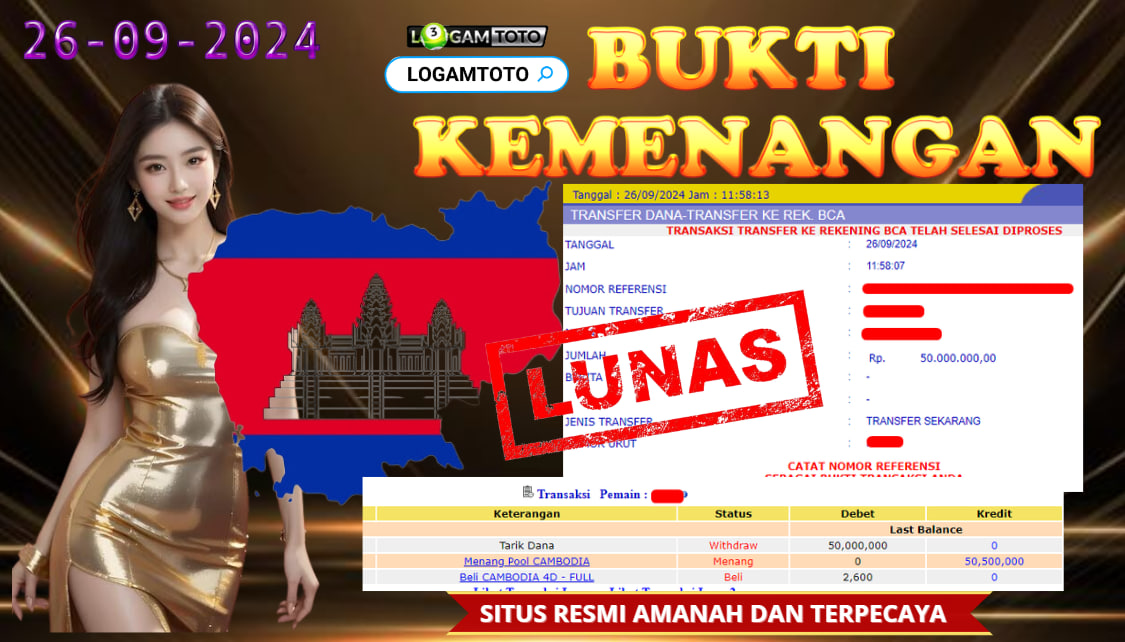 SELAMAT KEPADA MEMBER SETIA LOGAMTOTO BERHASIL JACKPOT DI PASARAN TOGEL CAMBODIA POOLS !!!