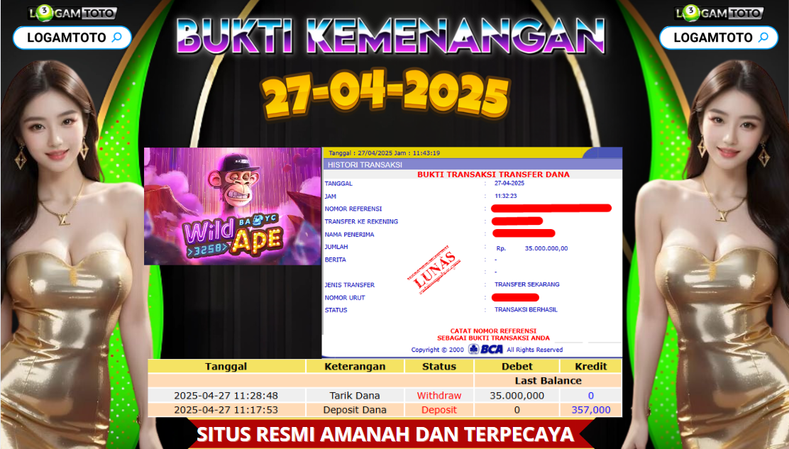 SELAMAT KEPADA MEMBER SETIA LOGAMTOTO BERHASIL JACKPOT DI PERMAINAN SLOT MANIA GATOT KACA