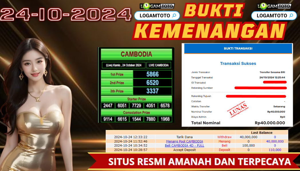 SELAMAT KEPADA MEMBER SETIA LOGAMTOTO BERHASIL JACKPOT DI PERMAINAN TOGEL CAMBODIA POOLS