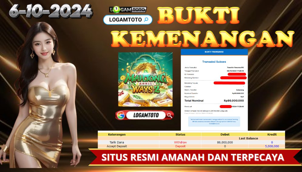 SELAMAT KEPADA MEMBER SETIA LOGAMTOTO BERHASIL JACKPOT DI PERMAINAN SLOT MAHYONG WAYS2