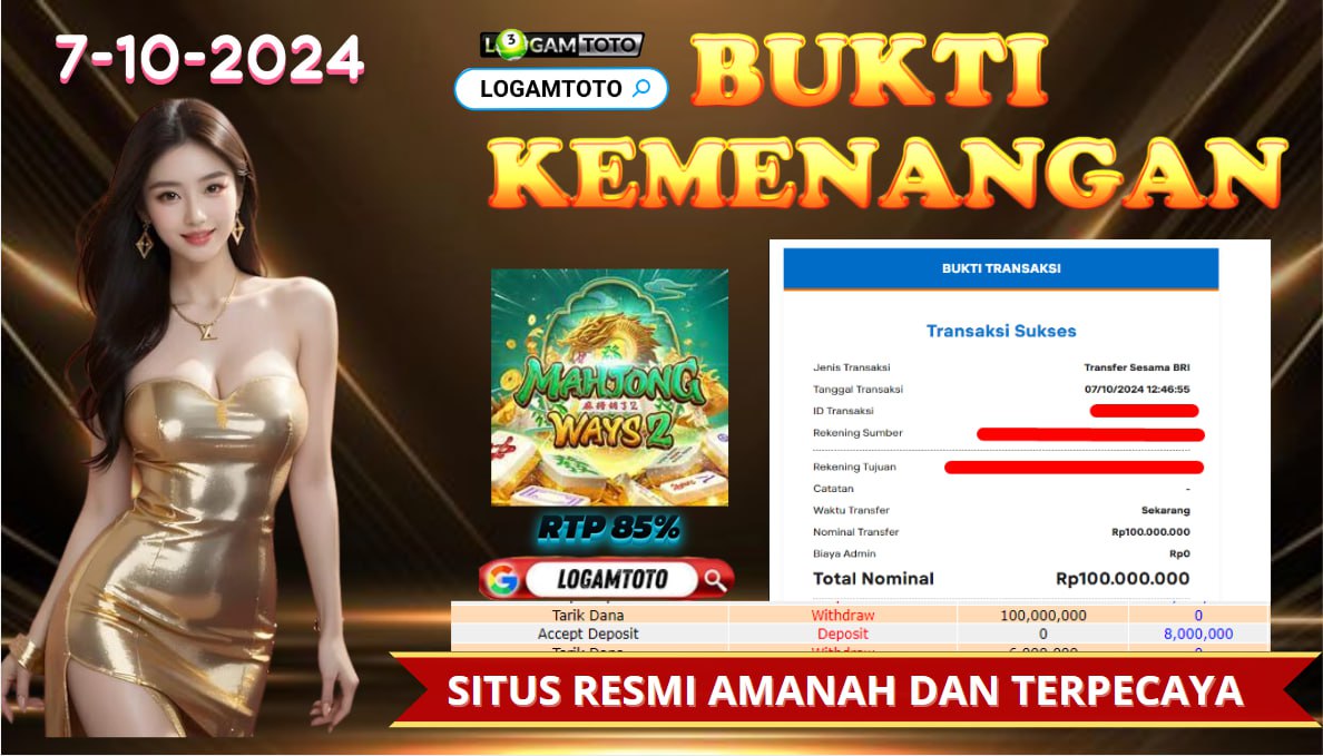 SELAMAT KEPADA MEMBER SETIA LOGAMTOTO BERHASIL JACKPOT DI PERMAINAN SLOT MAHYONG WAYS2