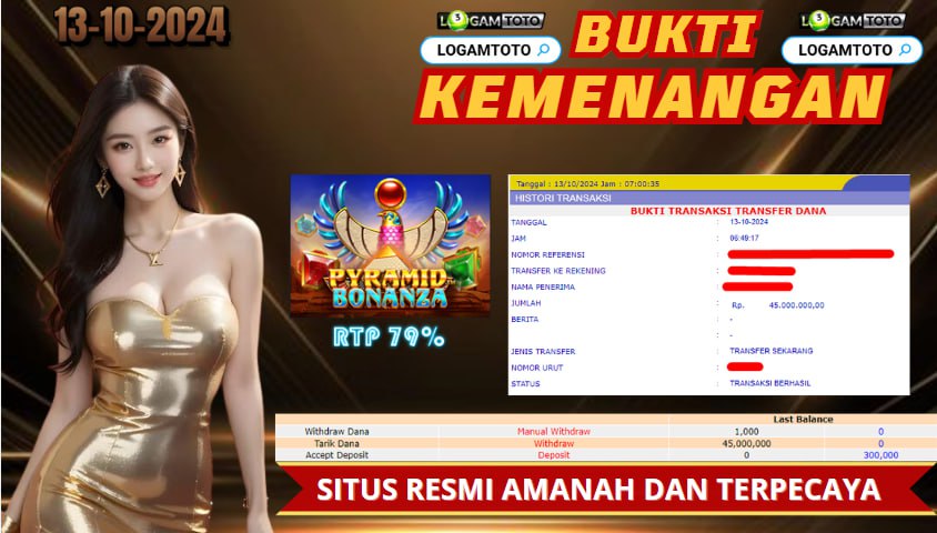 SELAMAT KEPADA MEMBER SETIA LOGAMTOTO BERHASIL JACKPOT DI PERMAINAN SLOT PYRAMID BONANZA